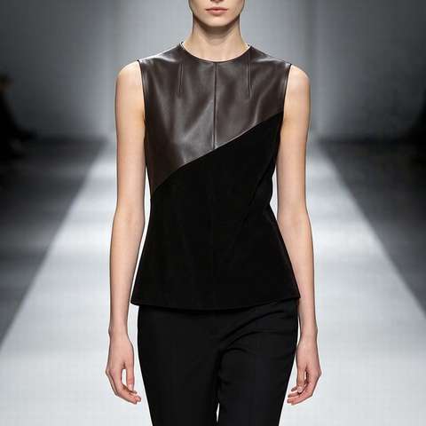 Women's genuine leather vest - HN6904 Premium Elegant Commuter Women's Slim Fit Zip up Sl | Unidekuaidi