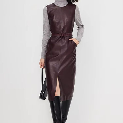 Women's genuine leather vest - High Quality Elegant Sleeveless Slimming Knee Level Vest D | Unidekuaidi