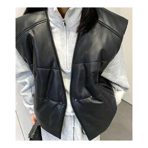 Women's genuine leather vest - Korean Style New Design Double Breasted V Neck Warm Women' | Unidekuaidi