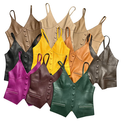 Women's genuine leather vest - Multi-Color Sheep Skin Versatile Slim Fit Fashion Vest Sle | Unidekuaidi