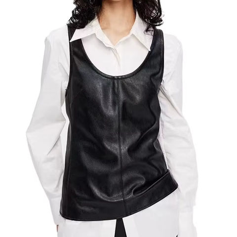 Women's genuine leather vest - Wholesale Summer Spring Popular Stylish Slim Casual Black | Unidekuaidi