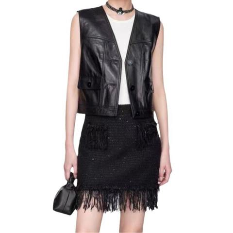 Women's genuine leather vest - Wholesale Latest Design Popular Plain Short Genuine Sleeve | Unidekuaidi