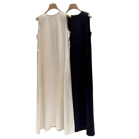 Women's genuine leather vest - New Design Summer Long Dress Sleeveless Triacetic Satin Si | Unidekuaidi