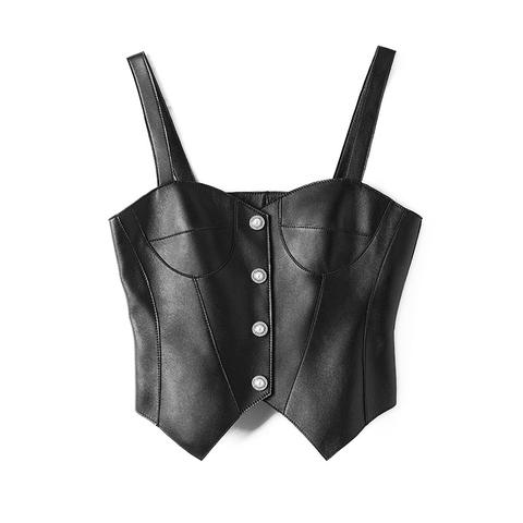Women's genuine leather vest - Korean Style Real Leather Vest Solid Color Slim Women's Le | Unidekuaidi