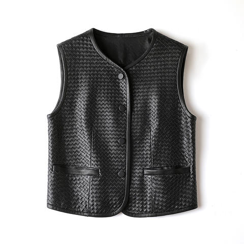 Women's genuine leather vest - New Style Fashion Sheepskin Heavy-duty Sleeveless Single B | Unidekuaidi